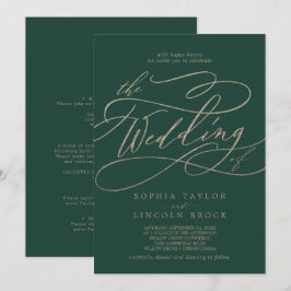 Romantische groene kalligrafie in één keer kaart