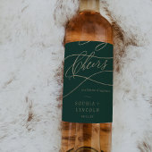 Romantische groene kalligrafie proost bruiloft wijn etiket