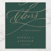 Romantische groene kalligrafie proost bruiloft wijn etiket (Enkel label)