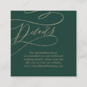 Romantische Groene Kalligrafie QR Code Bruiloft De Informatiekaartje (Voorkant)