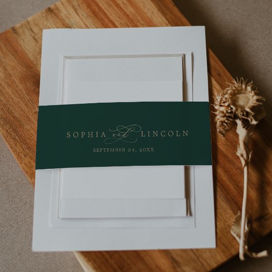 Romantische groene kalligrafie | Vlaams huwelijk Uitnodigingen Wikkel