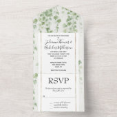 Romantische groene klimop bruiloft all in one uitnodiging (Binnen)