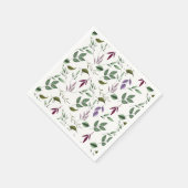 Romantische groene paarse bladbladeren eucalyptusb servet (Hoek)
