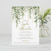 Romantische groene slinger trouw uitnodiging (Staand voorkant)