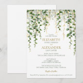 Romantische groene slinger trouwuitnodiging kaart (Voorkant / Achterkant)