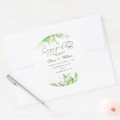 Romantische groene thematuin ronde sticker (Envelop)