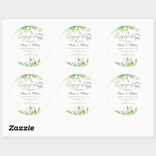Romantische groene thematuin ronde sticker (Vel)