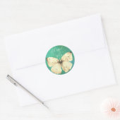 Romantische groene vlinder dank u ronde sticker (Envelop)
