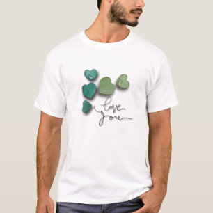 Romantische groene Waterverf harten Liefde & Val T-shirt