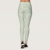 Romantische groene witte bloemen leggings (Achterkant)