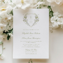 Romantische groene witte bloemige monogram wapen t
