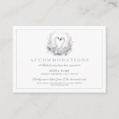 Romantische groene zwaan paar bruiloft informatiekaartje (Voorkant)