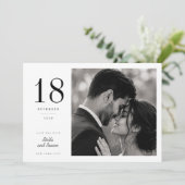 Romantische grote datum foto save the date kaart. (Staand voorkant)