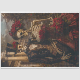 Romantische Halloween Skelet Koppel Decoupage Tissuepapier