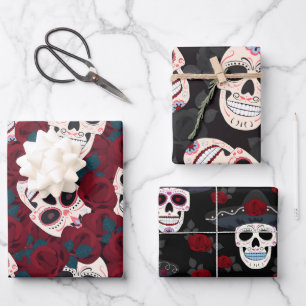 Romantische Halloween Suiker Skull Mexicaans Inpakpapier Vel