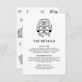 Romantische hand getrokken grillige bruiloft detai informatiekaartje (Voorkant / Achterkant)