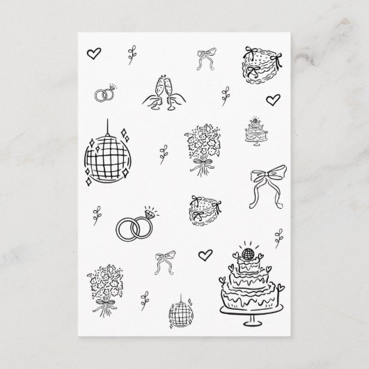 Romantische hand getrokken grillige bruiloft detai informatiekaartje (Achterkant)