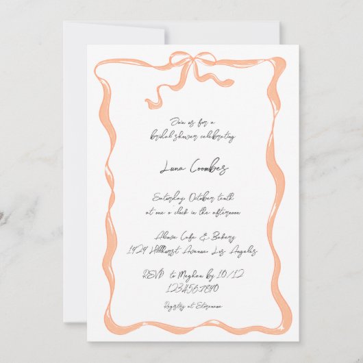 Romantische Hand-getrokken lint boog Lijst Vrijgez Kaart (Voorkant)