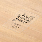 Romantische Hand Getrokken Whimsical Black Wedding Acryl Uitnodigingen (Laagn)