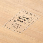 Romantische Hand Getrokken Whimsical Zwart Wit Huw Acryl Uitnodigingen (Laagn)