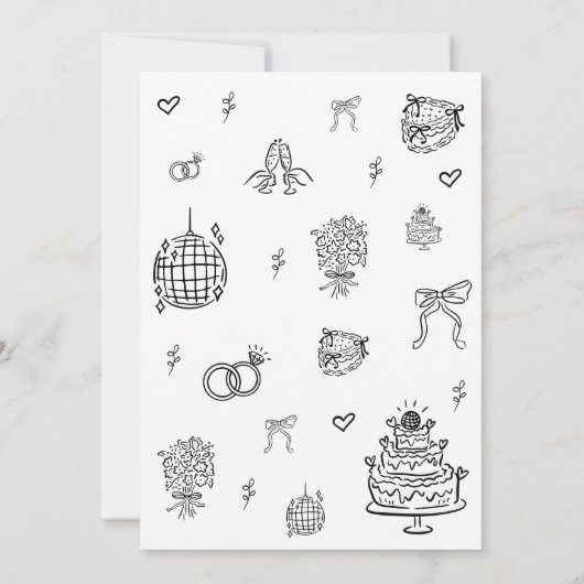 Romantische Hand Getrokken Whimsical Zwart Wit Huw Kaart (Achterkant)