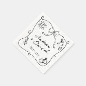 Romantische Hand Getrokken Zwarte Huwelijk Servet (Hoek)