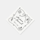 Romantische Hand Getrokken Zwarte Huwelijk Servet (Hoek)