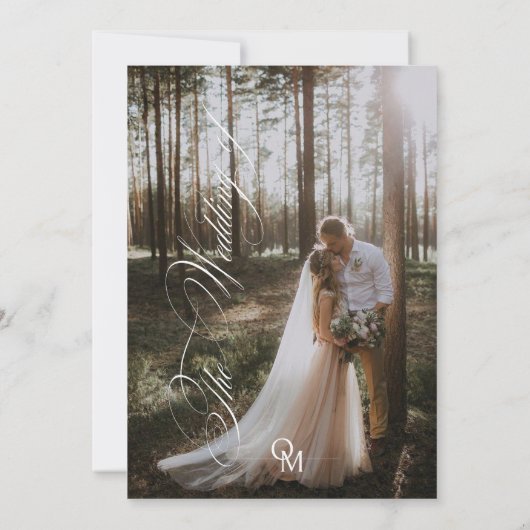 Romantische handgeschreven foto bruiloft kaart (Achterkant)