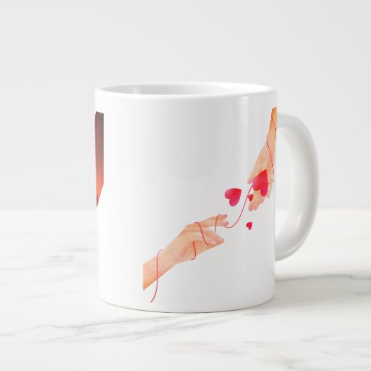 Romantische handjes vasthouden Illustratie Mok - L (Voorkant rechts)