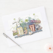 Romantische Happy Paast Bunny Greeting Cute Text Rechthoekige Sticker (Envelop)