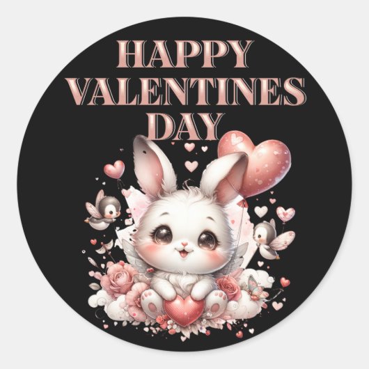 Romantische Happy Valentijn's Day Schattigee ronde Sticker (Voorkant)