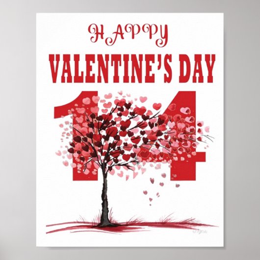 Romantische Happy Valentijn's Day Wall Art & Decor Poster (Voorkant)