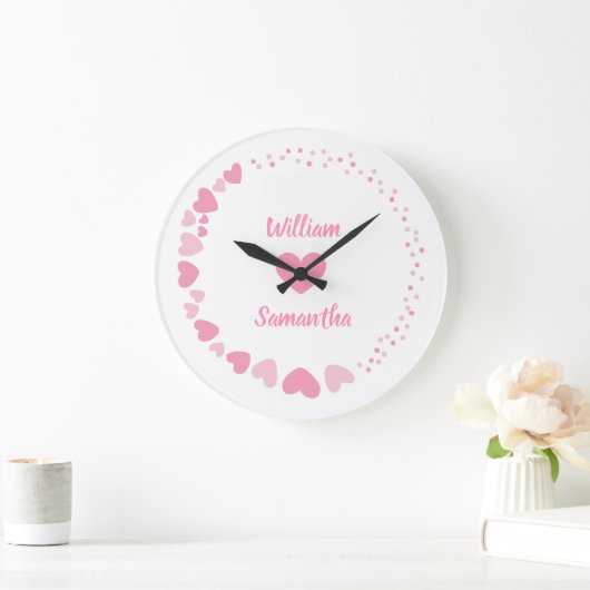 Romantische Hart aangepaste Koppel Naam Liefde wit Grote Klok (Huis)