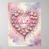 Romantische hart en bloemen Valentijnsdag Poster (Voorkant)