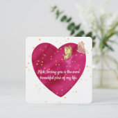 Romantische Hart & Gouden Vlinder Valentijnkaart Feestdagenkaart (Staand voorkant)