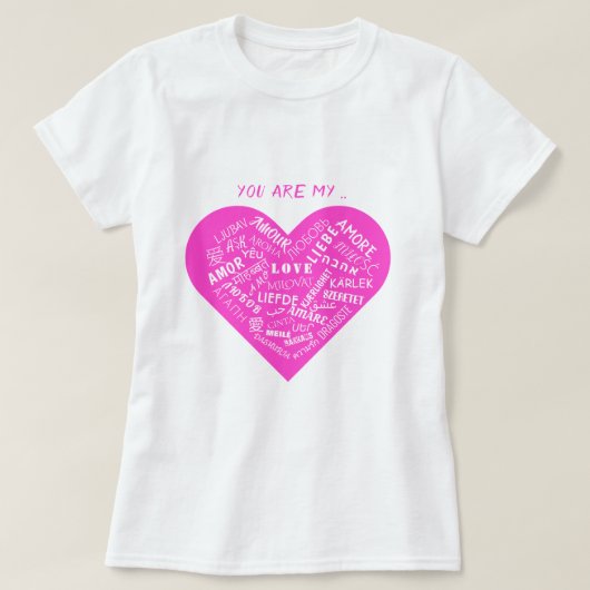 Romantische Hart Liefde Tekst T-shirt (Design voorkant)