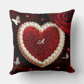 💖 Romantische Hart Parelrand Aangepaste Naam Ontw Kussen (Achterkant)