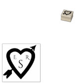 Romantische hart pijl monogrammed bruiloft rubberstempel (Gestempeld)
