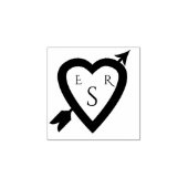 Romantische hart pijl monogrammed bruiloft rubberstempel (Afrduk)