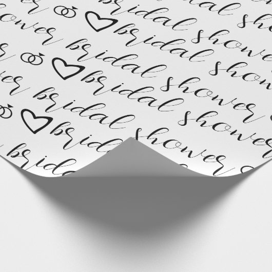 Romantische Hart Ringen Zwart Patroon Bruidsfeest Cadeaupapier (Hoek)