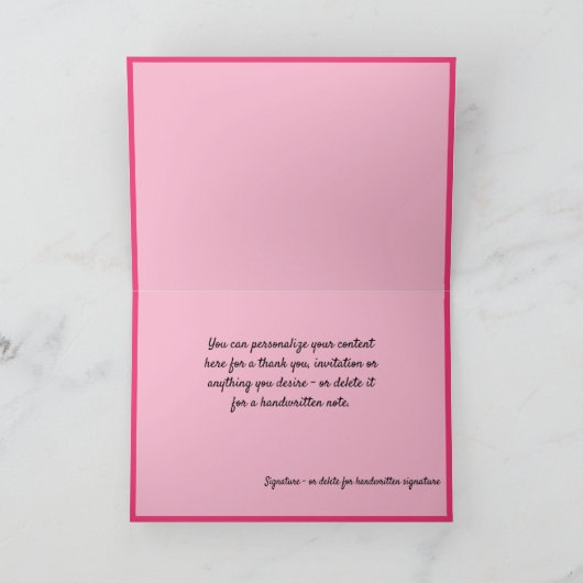 Romantische Hart Roze Bloemen Kaart (Binnen)