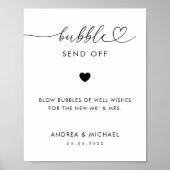 Romantische hart script bubbel verstuur bruiloft t poster (Voorkant)