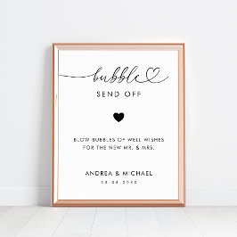Romantische hart script bubbel verstuur bruiloft t poster