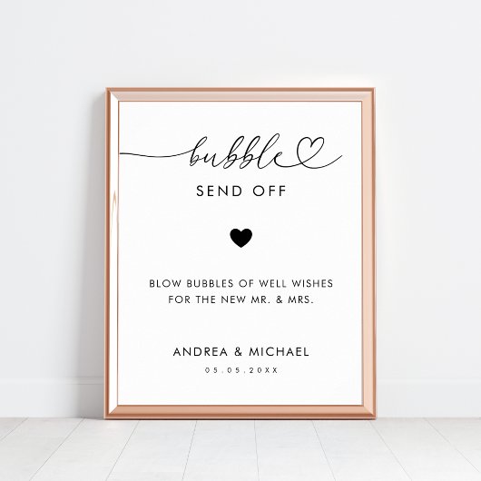 Romantische hart script bubbel verstuur bruiloft t poster