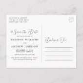 Romantische Hart Script Foto Save the Date Aankondigingskaart (Achterkant)