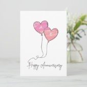 Romantische hartballonnen Custom Jubileum Kaart (Staand voorkant)