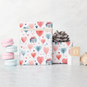 Romantische hartballonnen & geschenken Waterverf P Cadeaupapier
