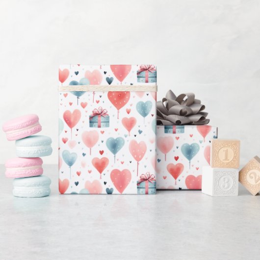 Romantische hartballonnen & geschenken Waterverf P Cadeaupapier (Baby Shower)