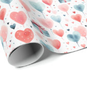 Romantische hartballonnen & geschenken Waterverf P Cadeaupapier (Rol Hoek)