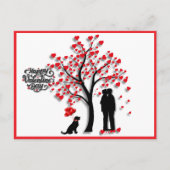 Romantische hartboom mannelijk paar feestdagenkaart (Voorkant)